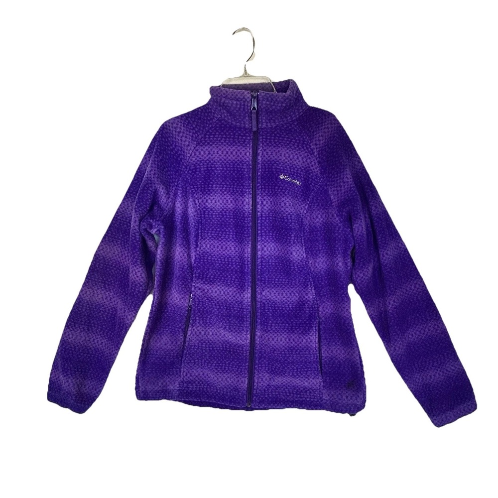 Columbia Women's Fleece Full Zip Jacket Purple Stripe Size Large Hike